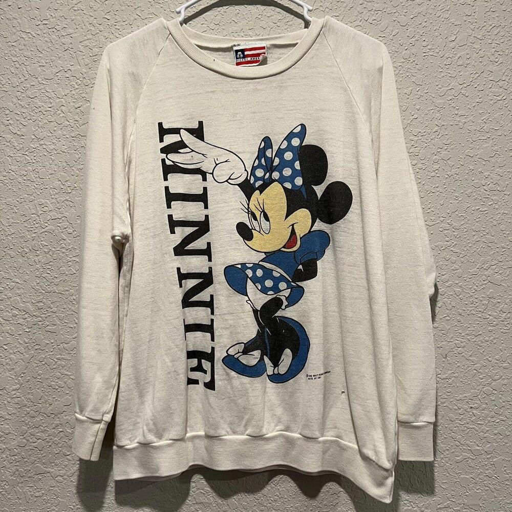 Vintage 80’s Disney Minnie Mouse Lightweight Retro Sweatshirt Size Large